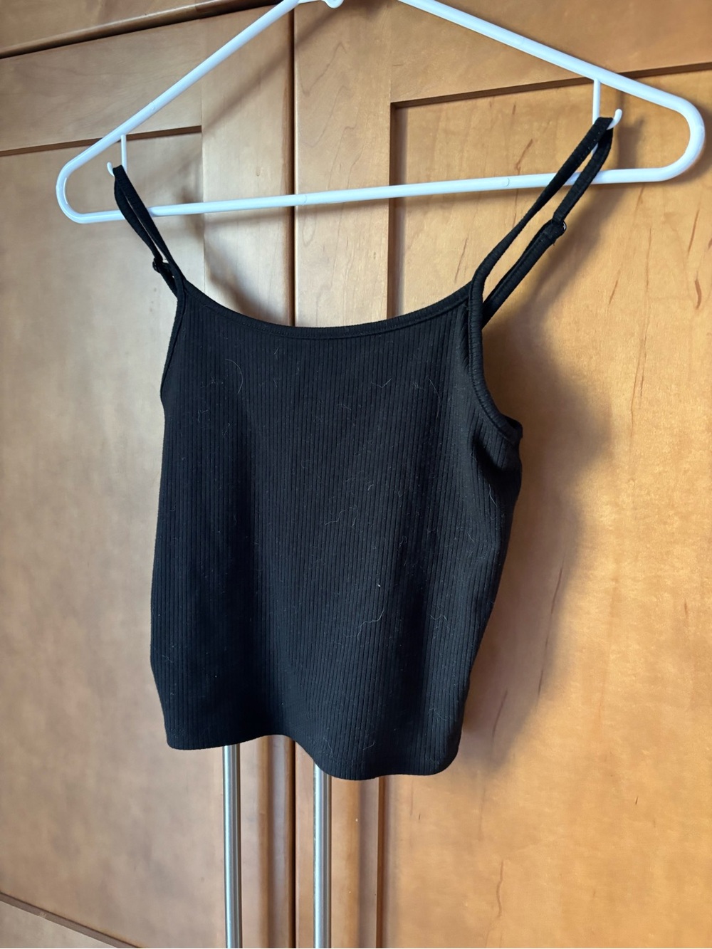 American Eagle Outfitters Black Ribbed Double-Strap Cami